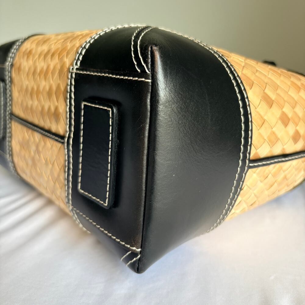Ann Taylor Woven Tote Hand Bag with Basket-Weave/Raffia Style - Picture 8 of 15